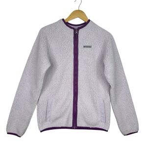 Columbia Youth Full Zip Sherpa Fleece Jacket Purple Outdoor Hiking Cozycore XL‎